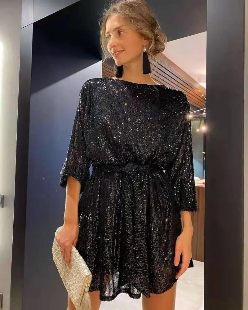 Vestido Curto Paetê Glamour Bianca Milenar